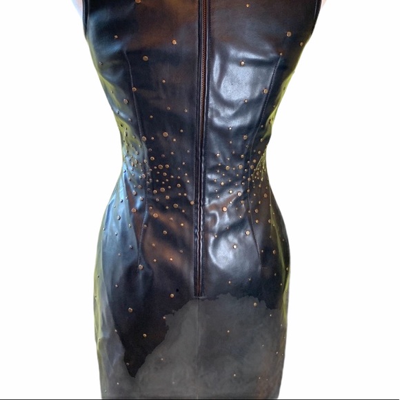 Vintage MOSCHINO Faux Leather Studded Dress Size 8 - Picture 6 of 6
